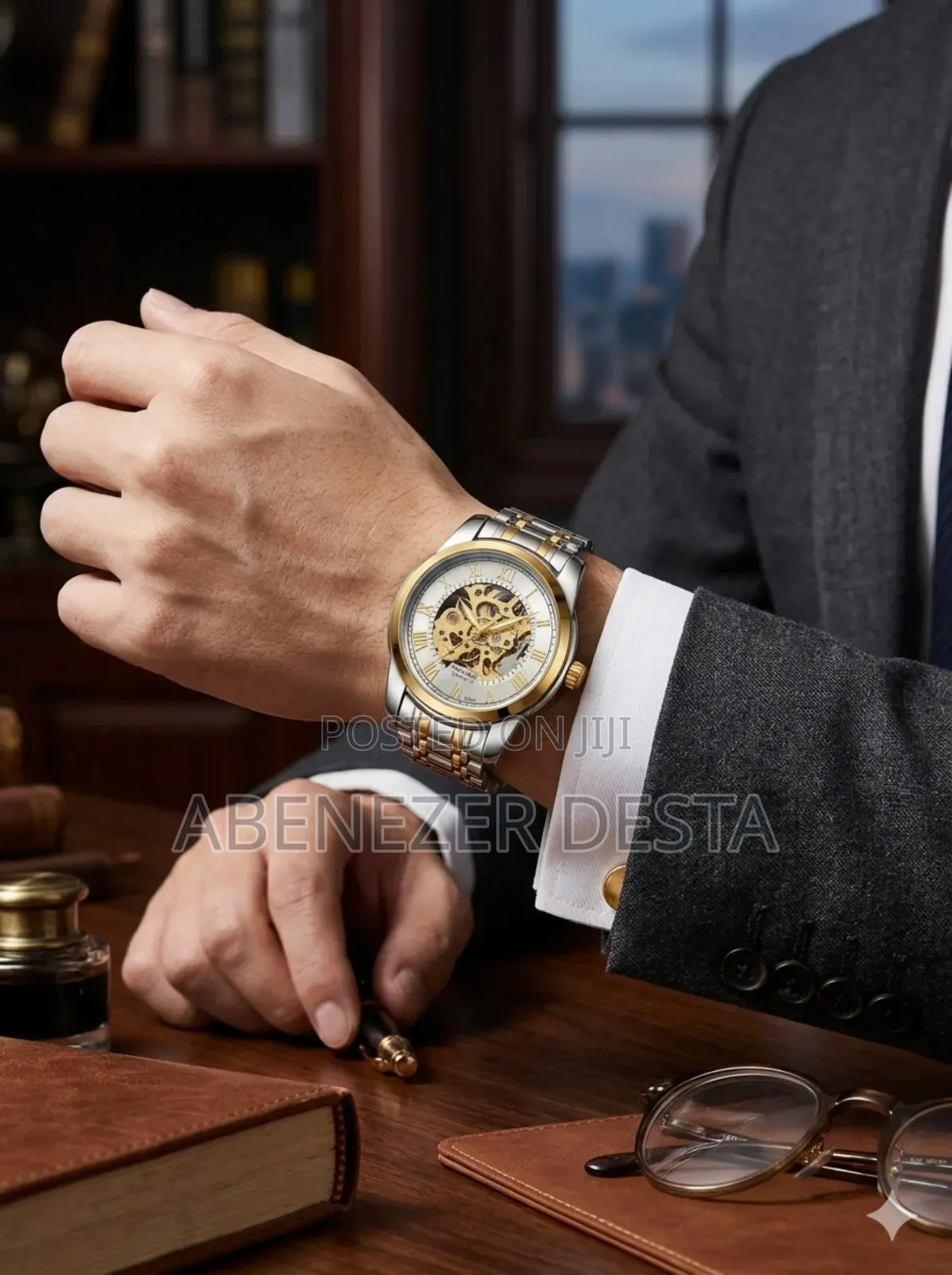 Image Is a Tevise Luxury Skeleton Automatic Watch.