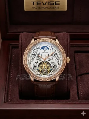Tevise Luxury Leather Automatic Mechanical Watch for Men Featuring