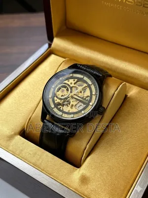 Automatic Skeleton Watch for Men, Featuring a Black Stainless Steel