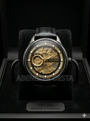 Automatic Skeleton Watch for Men, Featuring a Black Stainless Steel