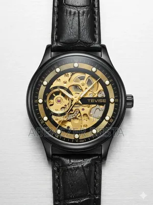 Automatic Skeleton Watch for Men, Featuring a Black Stainless Steel