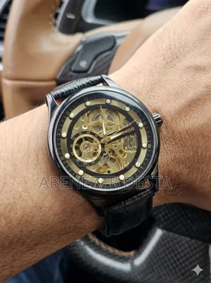 Automatic Skeleton Watch for Men, Featuring a Black Stainless Steel