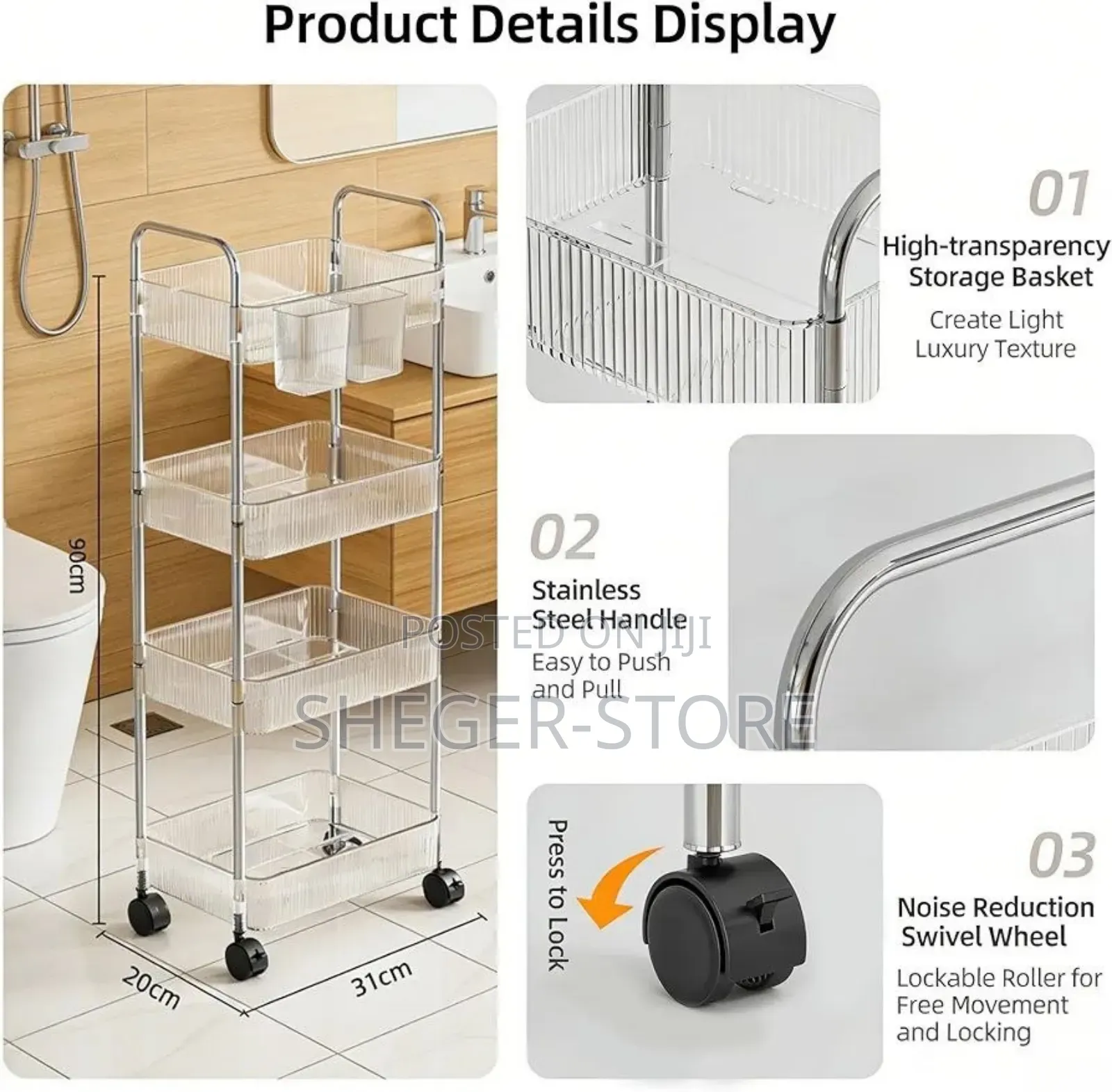 Best Looking Design 4-Layer Movable Kitchen Storage Rack/Shelf