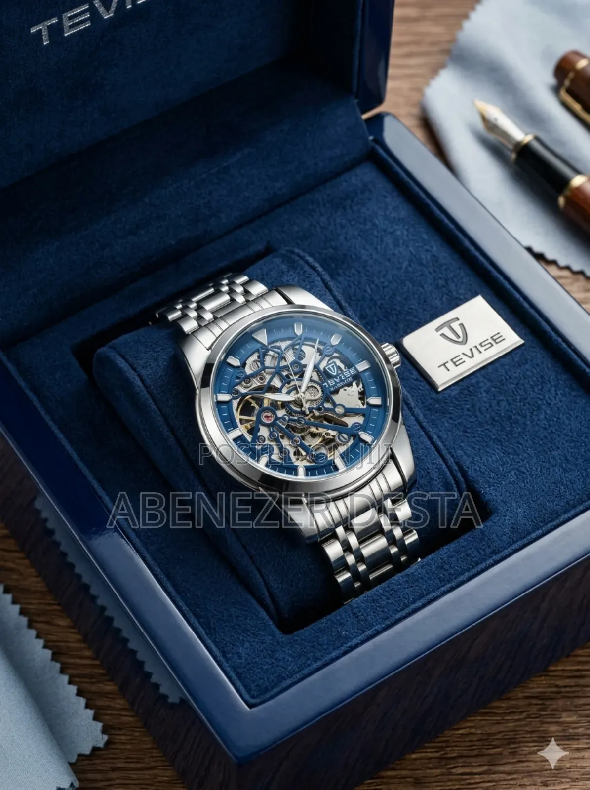 Men's Automatic Mechanical Watch,A Hollow Dial, Stainless Steel Band