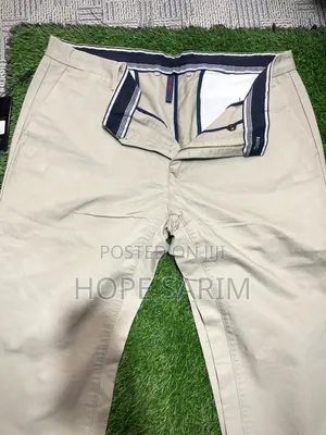 Stylish Men's Beige Cotton Trousers