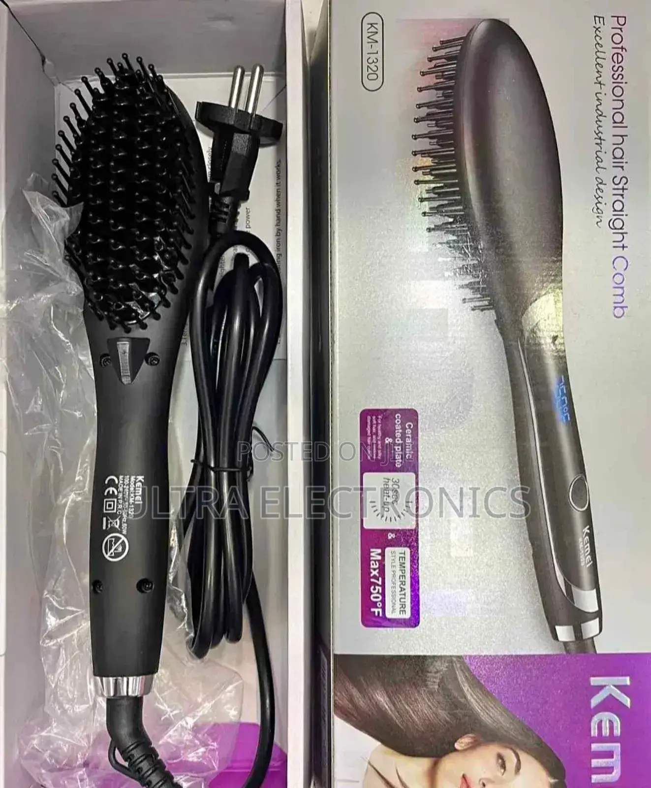 Kemei Km-1320 Hair Straightener Brush, a 2-in-1 Tool for Styling