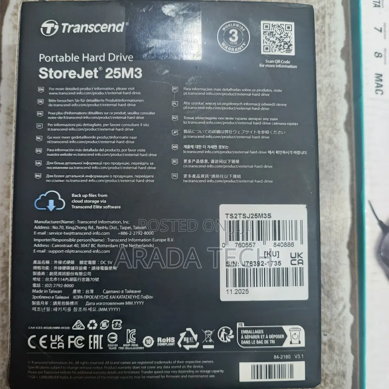 Transcend Storejet 25m3 Portable Hard Drives