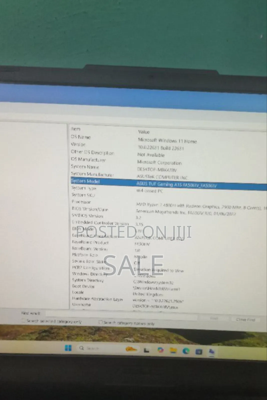 New Laptop Asus TUF Gaming A15 16GB AMD Ryzen 7 SSD 512GB