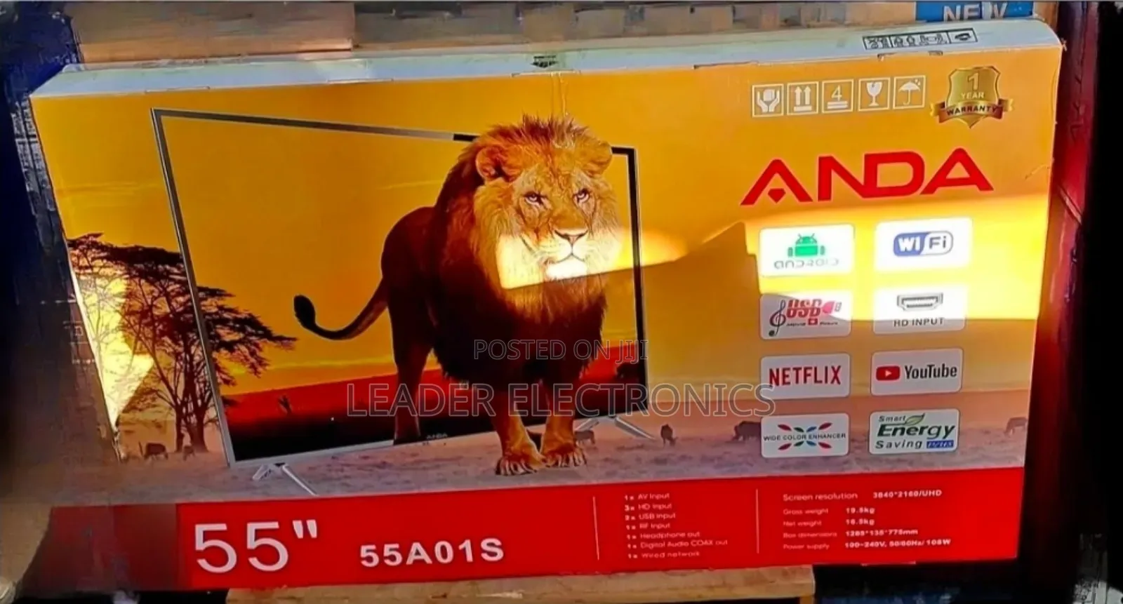 Anda Tv 55" Smart Android Tv New Arrival 2026 Double Glass Tv