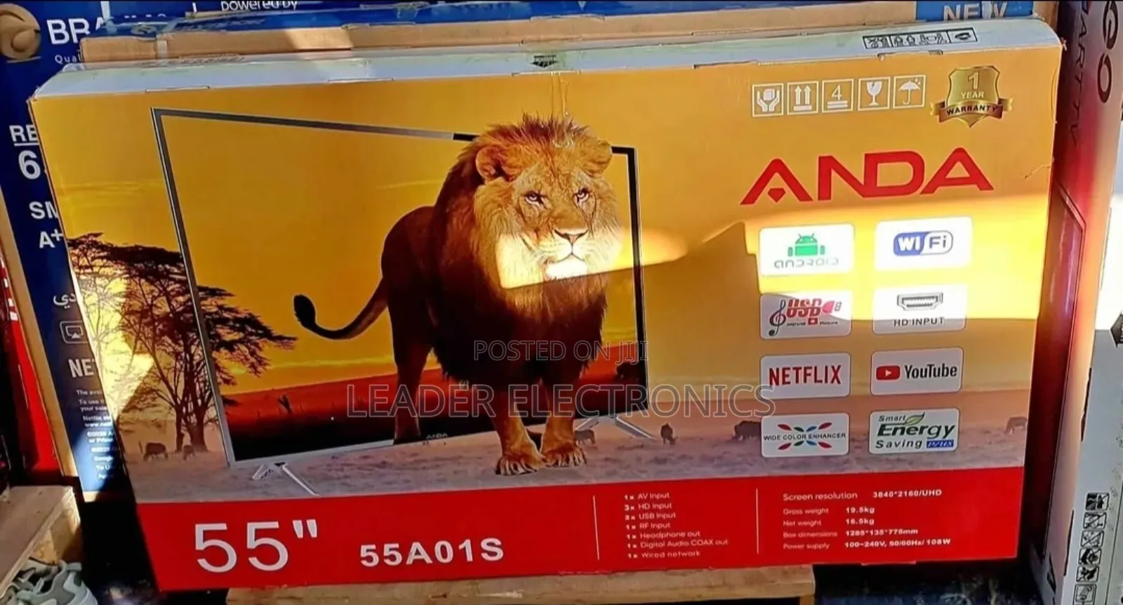 Anda Tv 55" Smart Android Tv New Arrival 2026 Double Glass Tv