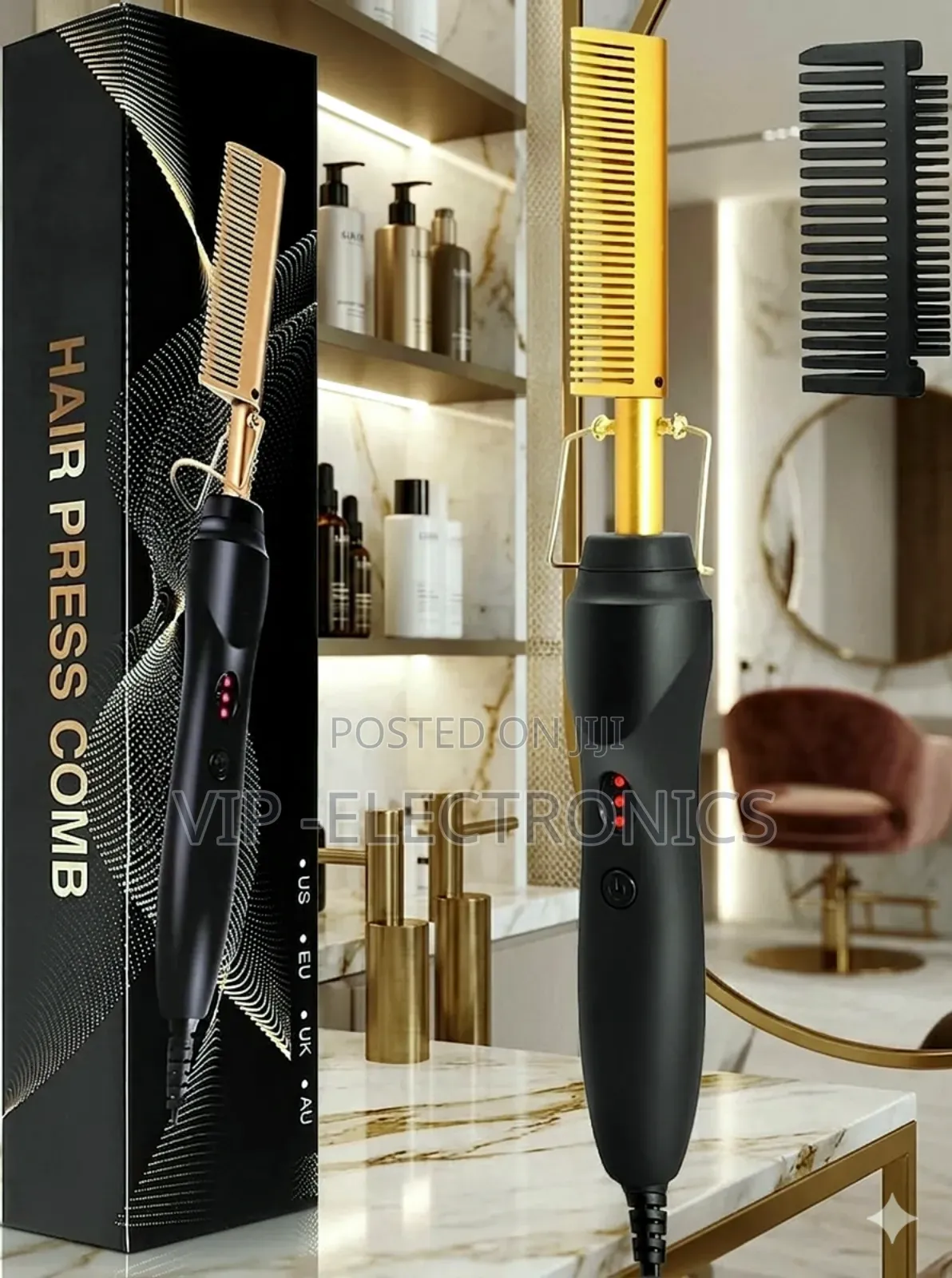 Professional Electric Hair Straightening Comb – High-Heat Ceramic