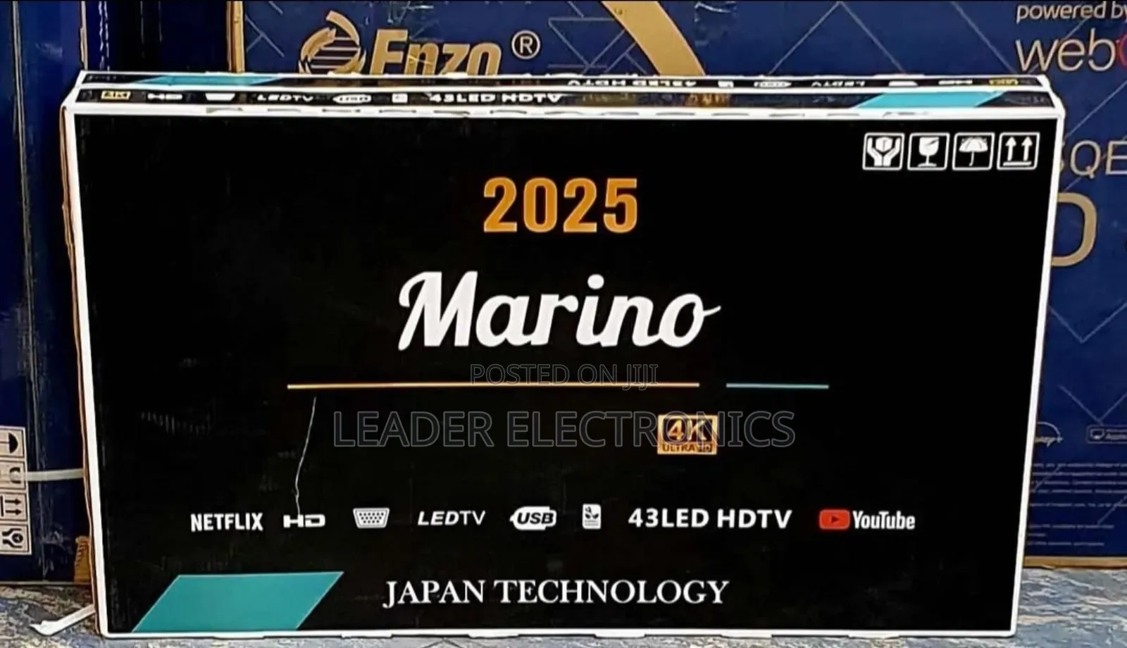 Marino Tv 43" Smart Android Tv Double Glass Tv Japan Technology