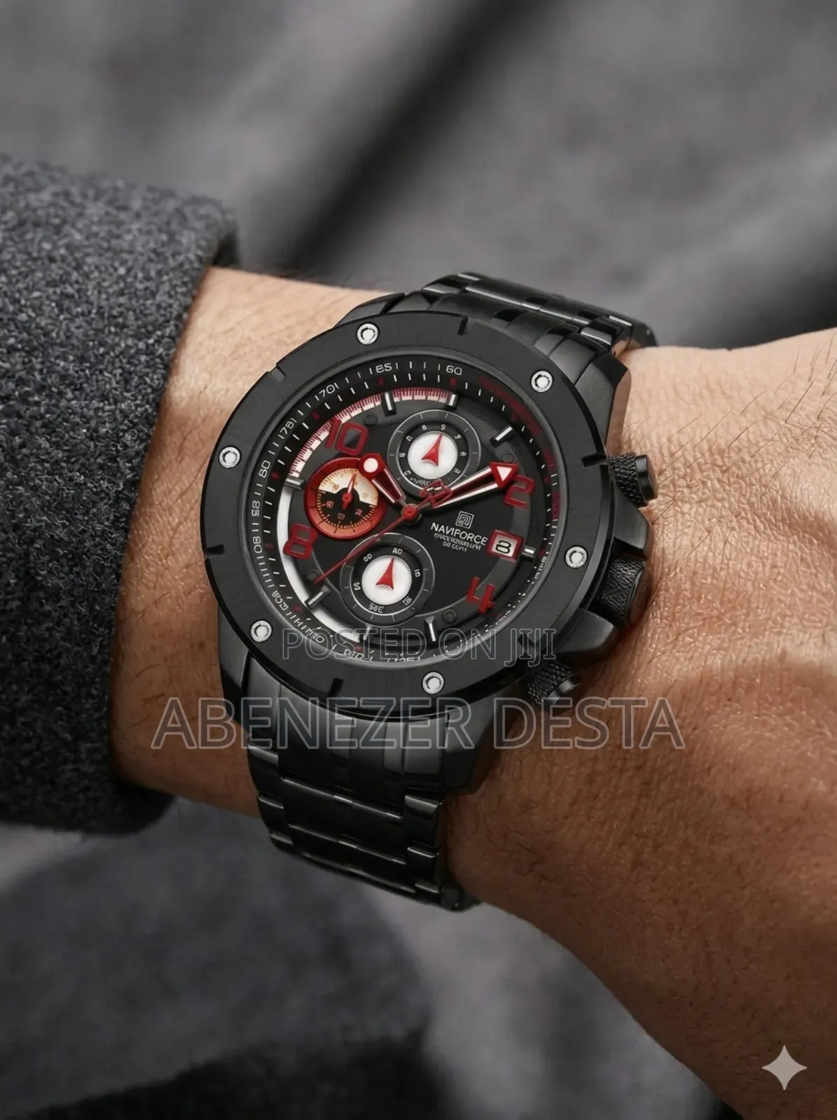Watch Is a Naviforce Nf8056 Chronograph. Full Black