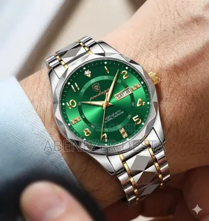 Poedagar Quartz Luxury Wristwatch Features Vibrant Green Diamond Dial,