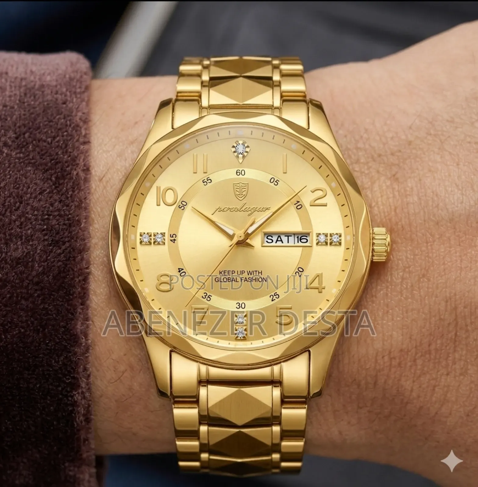 Gold-Tone Quartz Men's Wristwatch, Often Marketed Under Brands Like