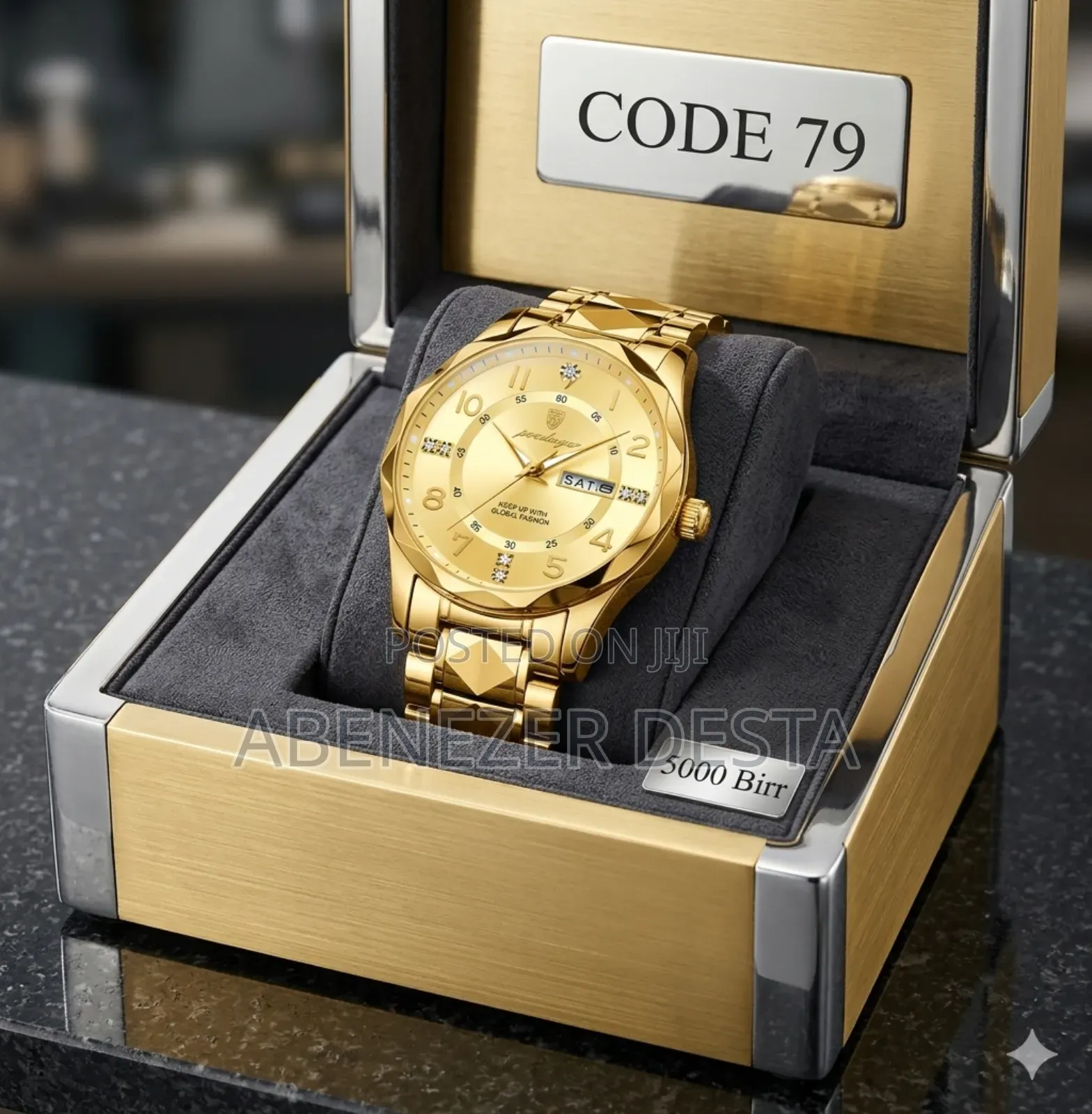 Gold-Tone Quartz Men's Wristwatch, Often Marketed Under Brands Like