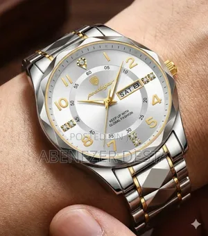 Poedagar Luxury Quartz Watch Model 858, Featuring a Silver and Gold