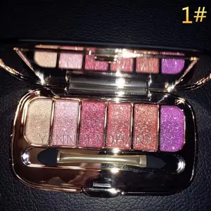 6-Color Glitter Eyeshadow Palette With Mirror Brush
