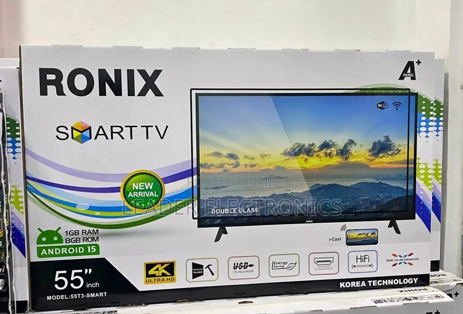 Ronix Tv 55" Smart Android Tv New Arrival Double Glass Tv