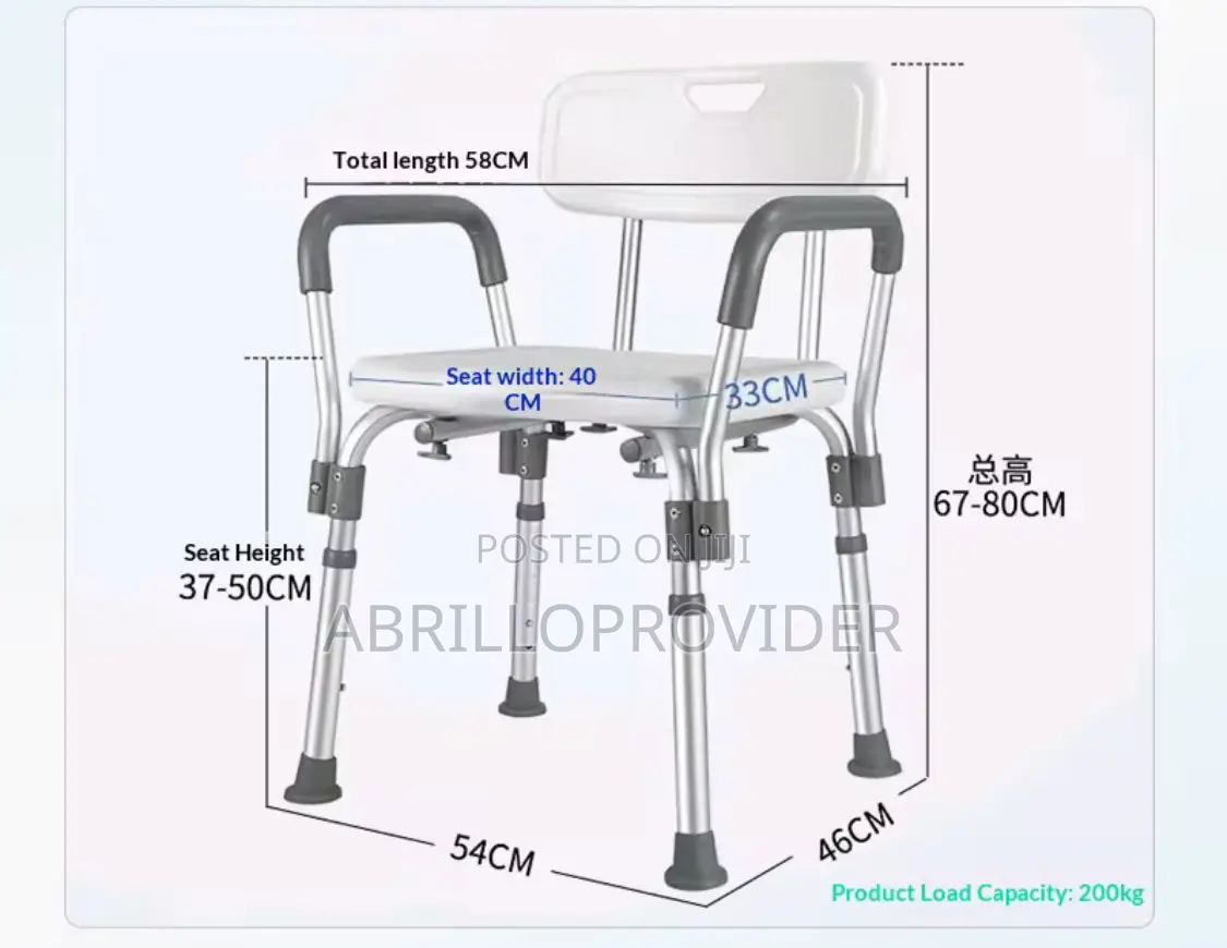 350kg Load Non-Slip Aluminum Alloy Shower Chair for Elderly Lower Body