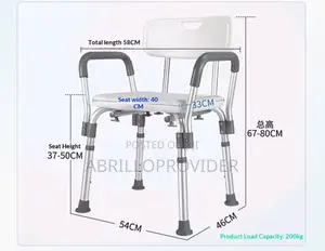 350kg Load Non-Slip Aluminum Alloy Shower Chair for Elderly Lower Body