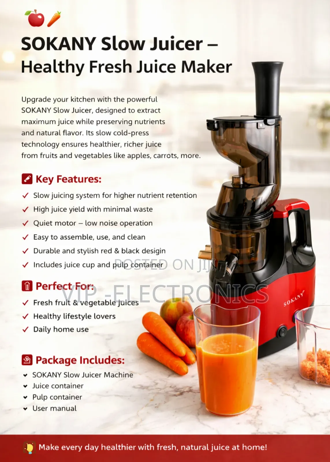 Sokany Slow Juicer Healthy Fresh Juice Maker