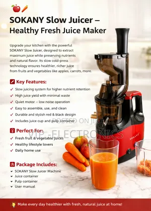 Sokany Slow Juicer Healthy Fresh Juice Maker
