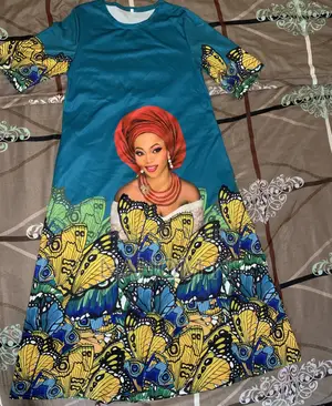 African Print Dress Featuring a Vibrant Graphic