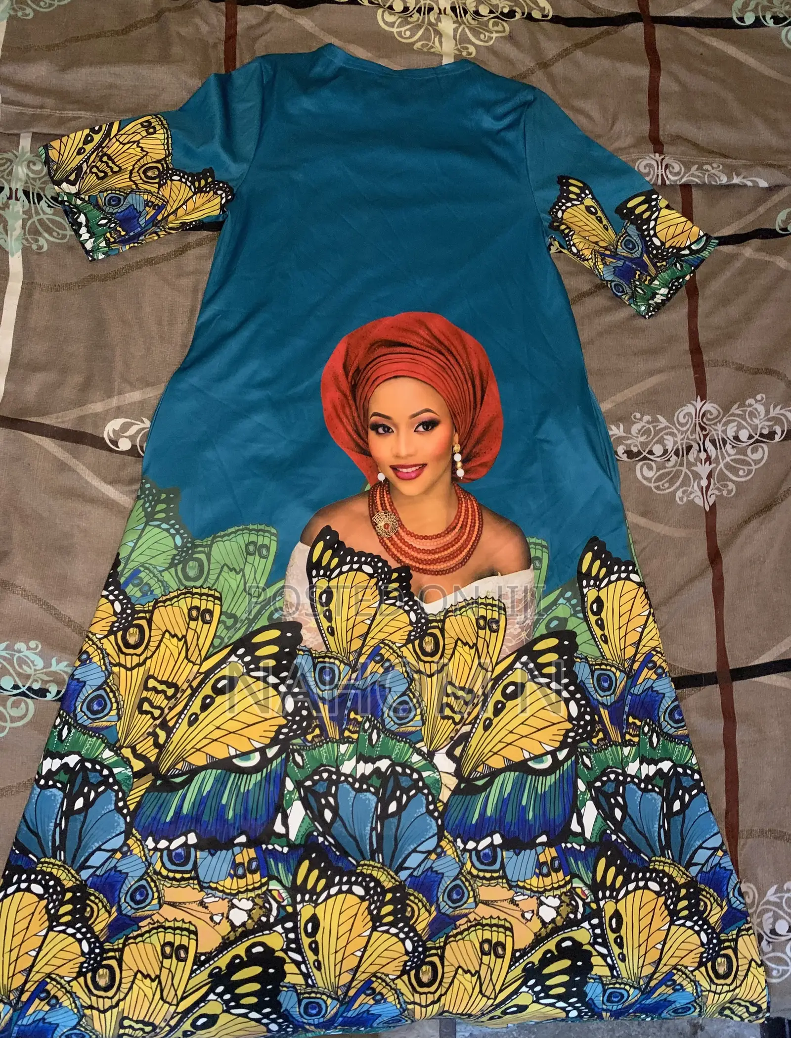 African Print Dress Featuring a Vibrant Graphic