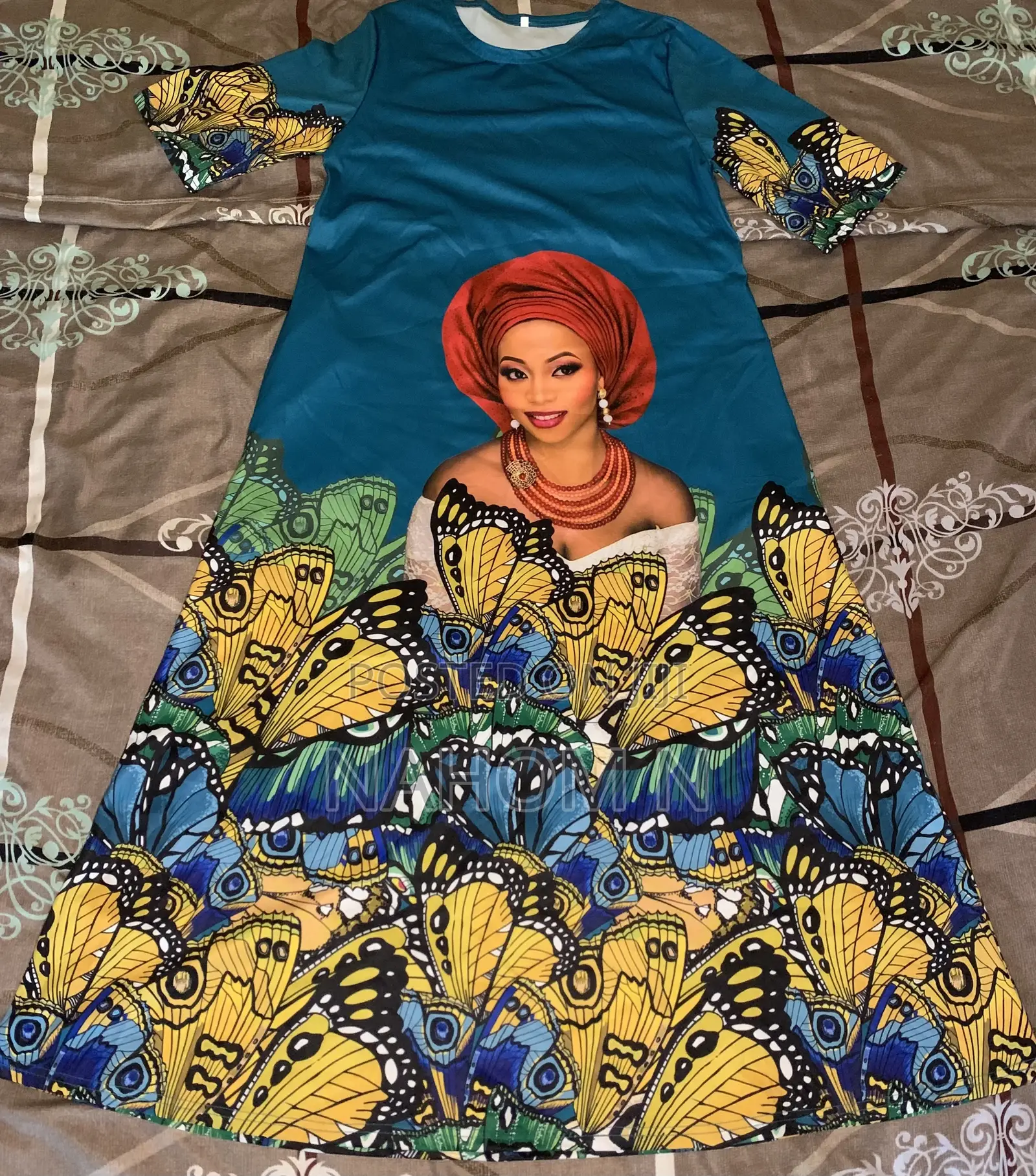 African Print Dress Featuring a Vibrant Graphic