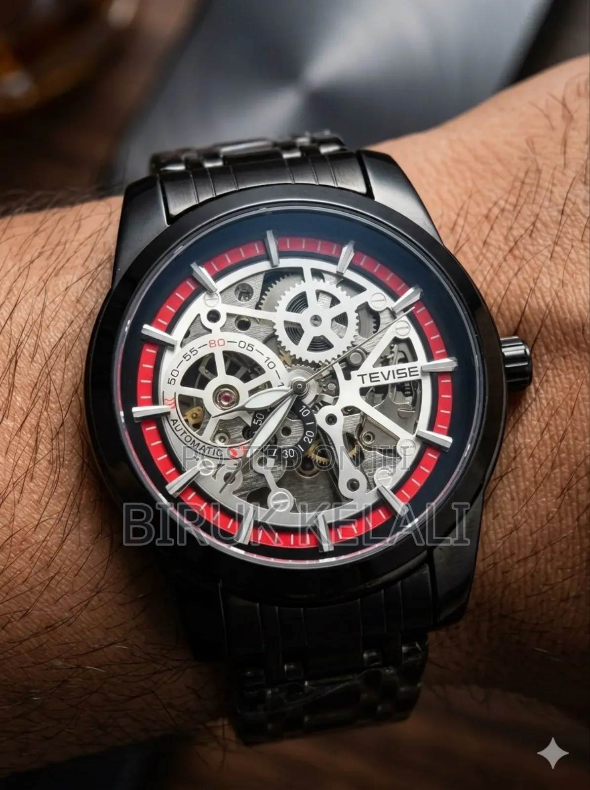 Tevise Skeleton Watches for Men With Automatic Mechanical Watch