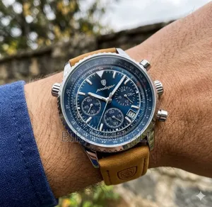 Poedagar 960 Pilot-Style Chronograph Watch Featuring a Blue Dial .