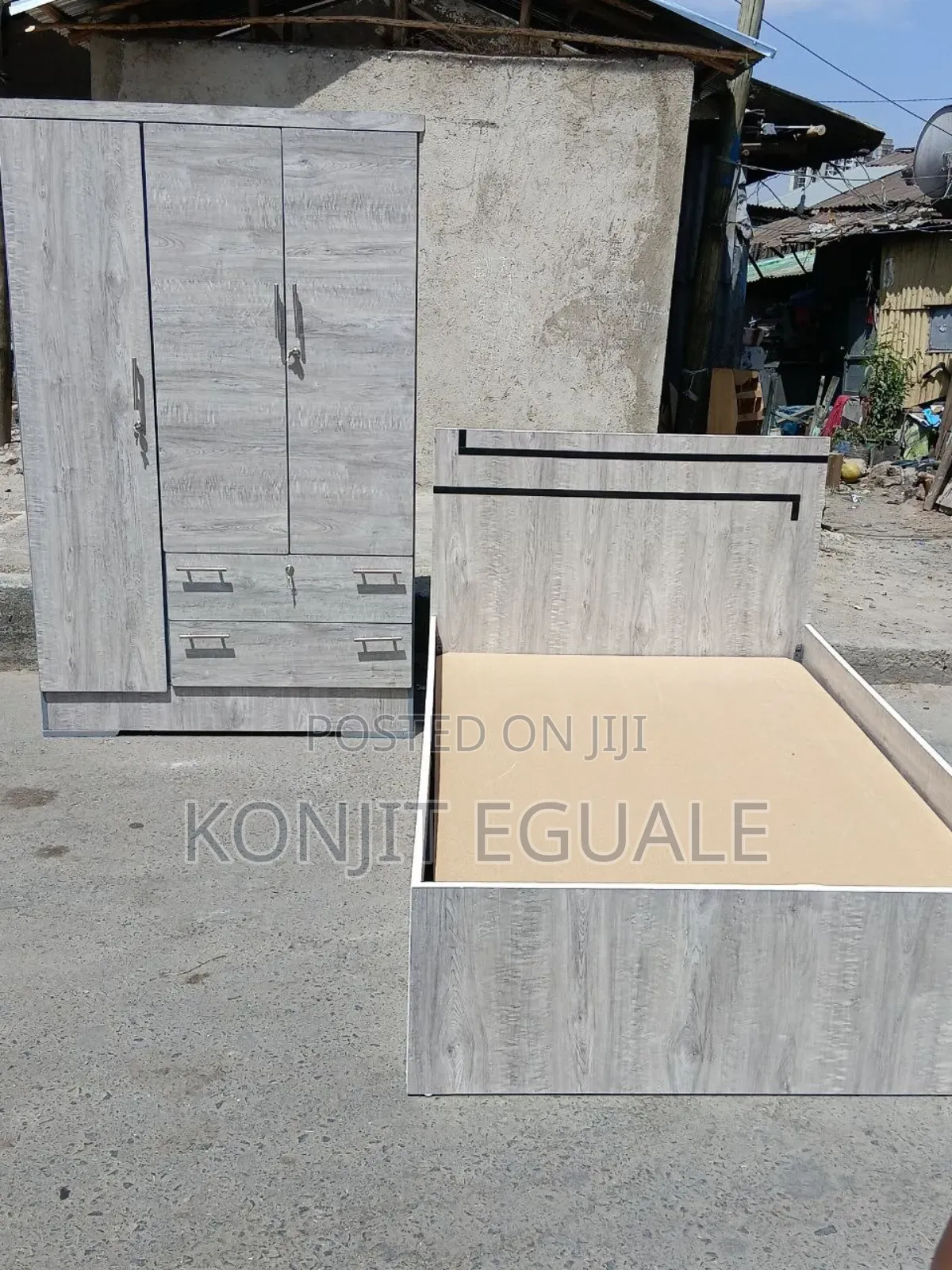 1.20cm Lameneted አልጋ + 1.20cm Lameneted ቁምሳጥን