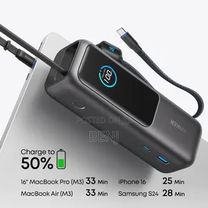 Anker Laptop Powerbank Mah 165w | Built-in Retractable Cables