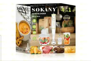 Sokany 4-in-1 Hand Blender (Model Sk-1718-4). Power: 300w Copper