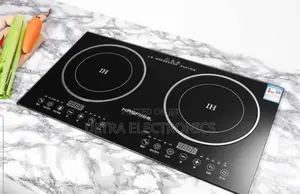 Electric Induction Cooktop With a Dual-Burner Design.