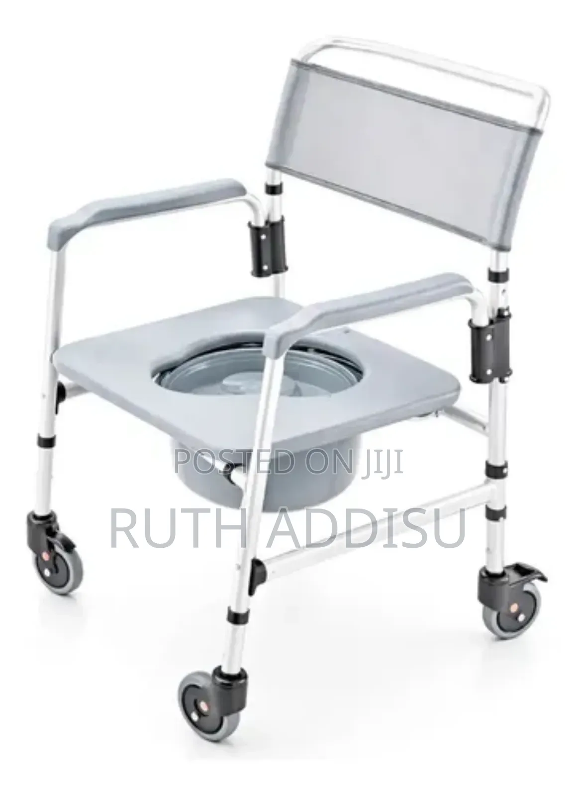Portable Toilet 4-in-1 Bedside Commode Chair With Cushion - Adjustable