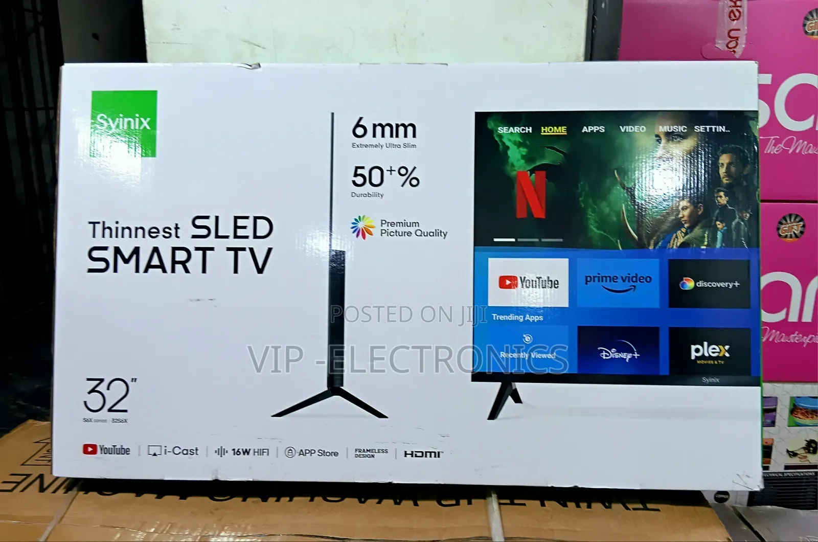 Syinix 32 Inch Tv Frameless Sled Smart Ultra-Slim Android Display