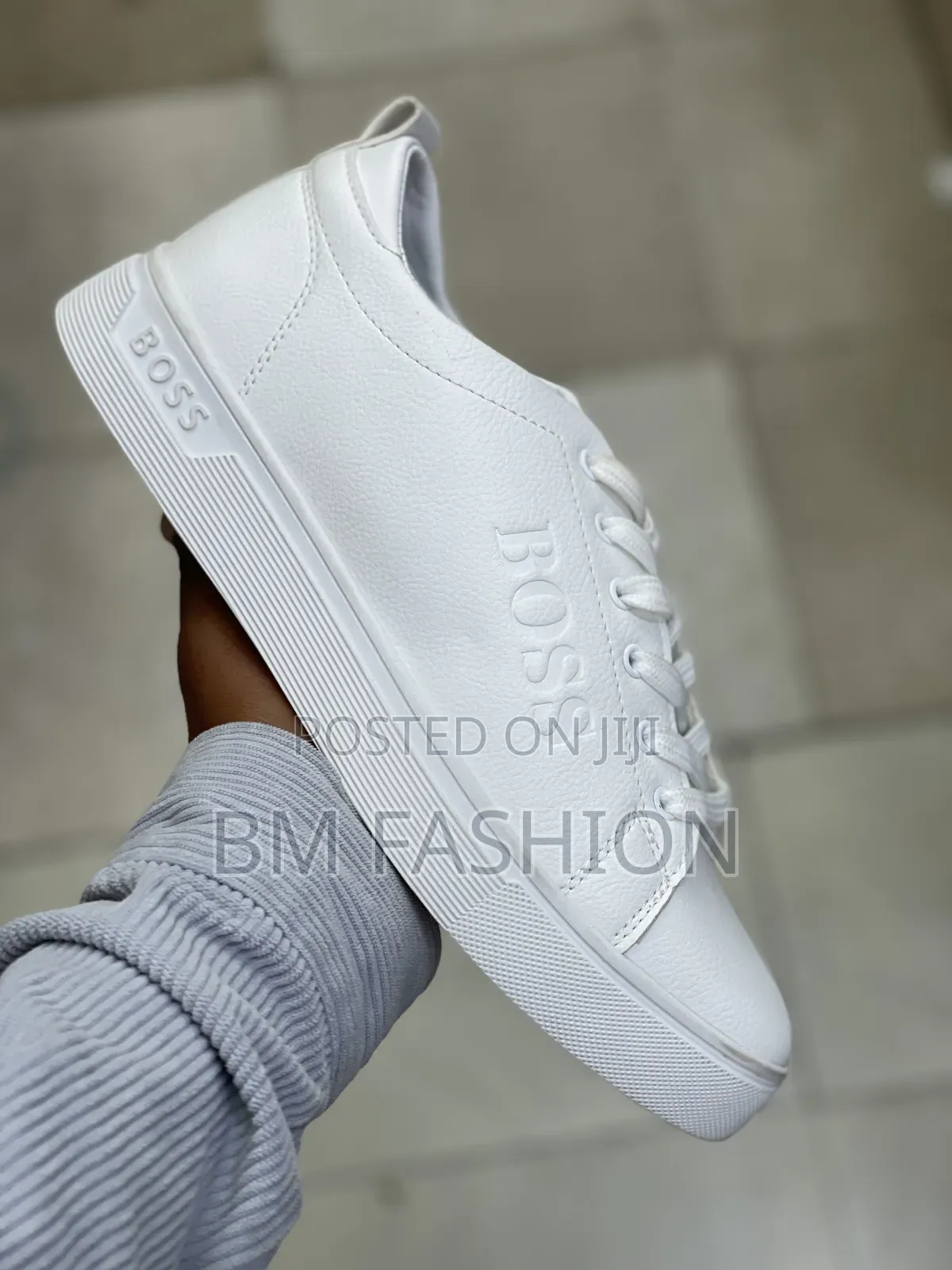 Sleek Optic White Boss Cupsole Sneakers