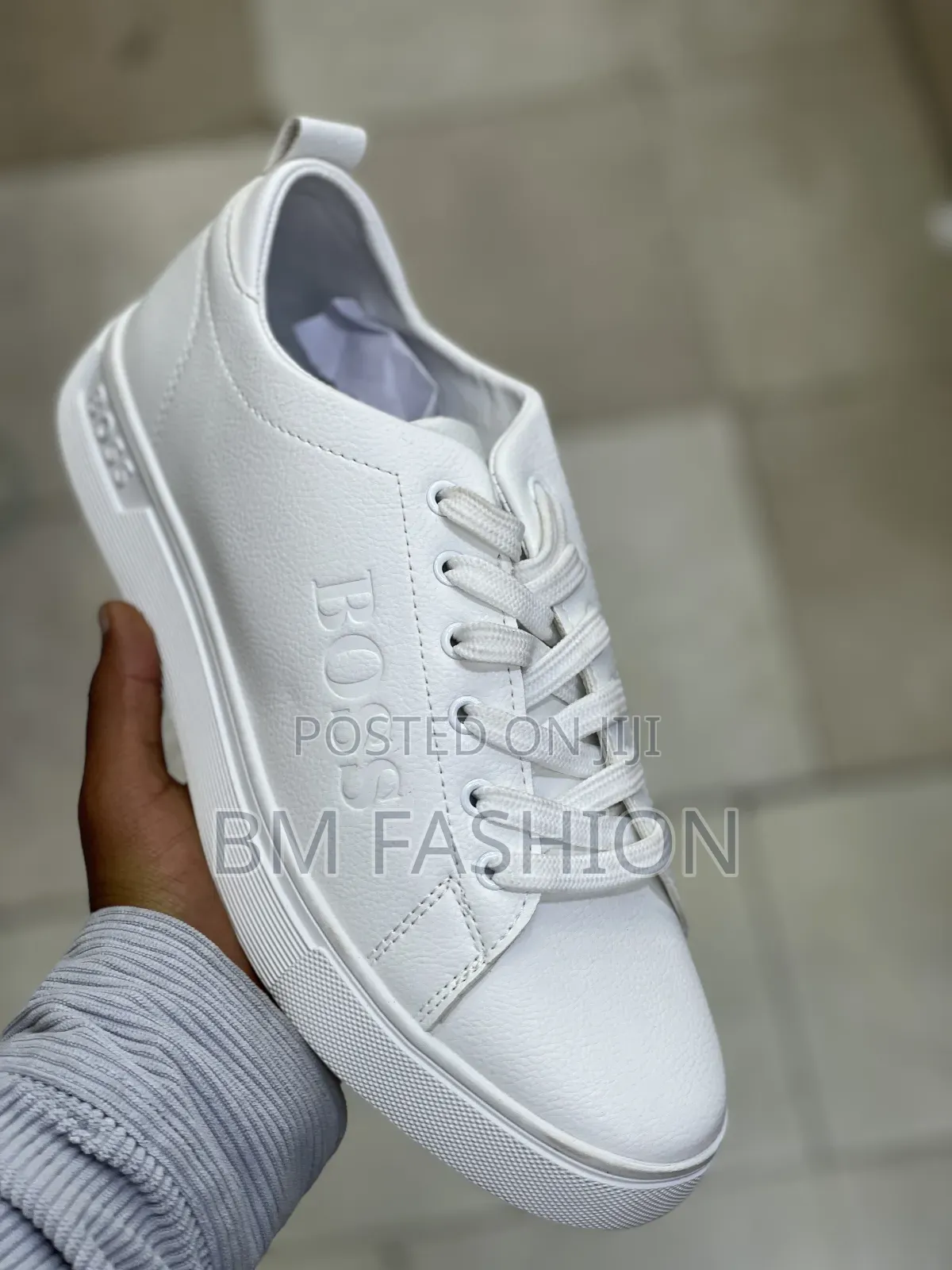 Sleek Optic White Boss Cupsole Sneakers