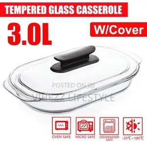 3.0l Tempered Glass Casserole Dish With Lid - Oven Microwave Safe