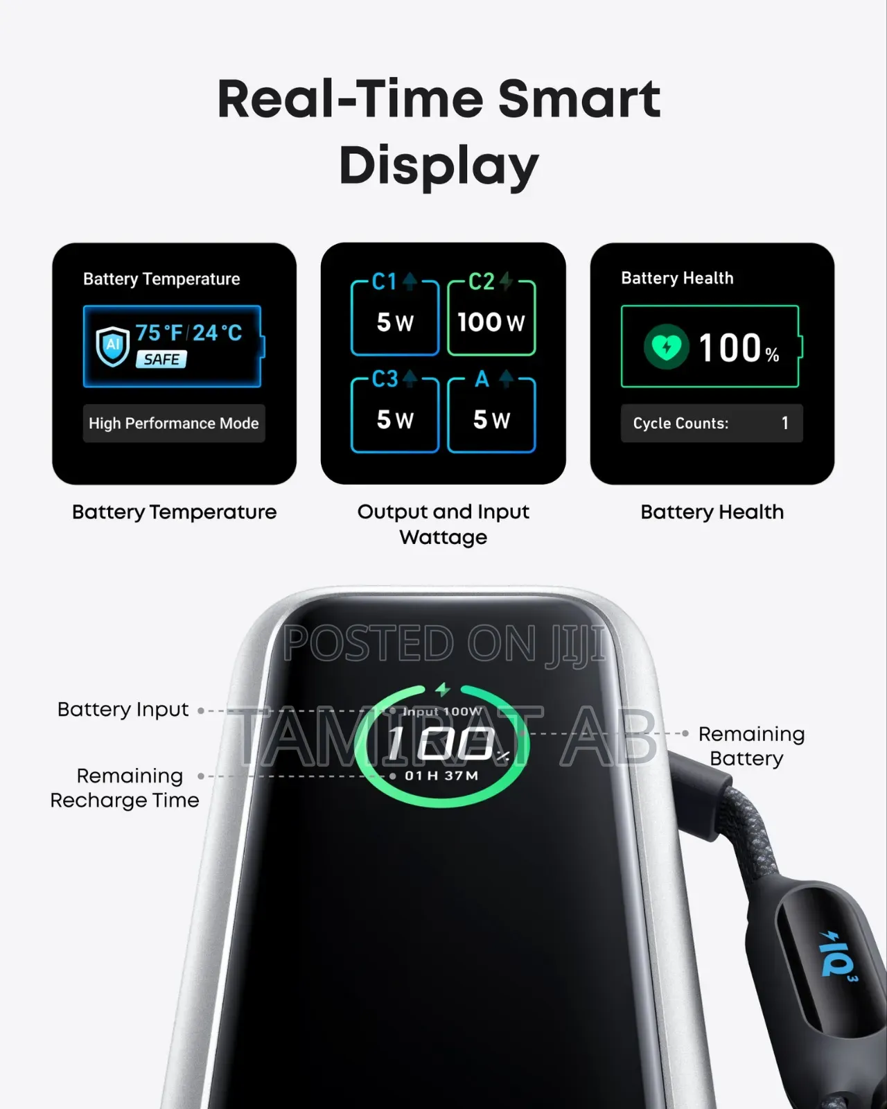 Anker Laptop Power Bank (, 165w, Built-in and Retractable Cables)