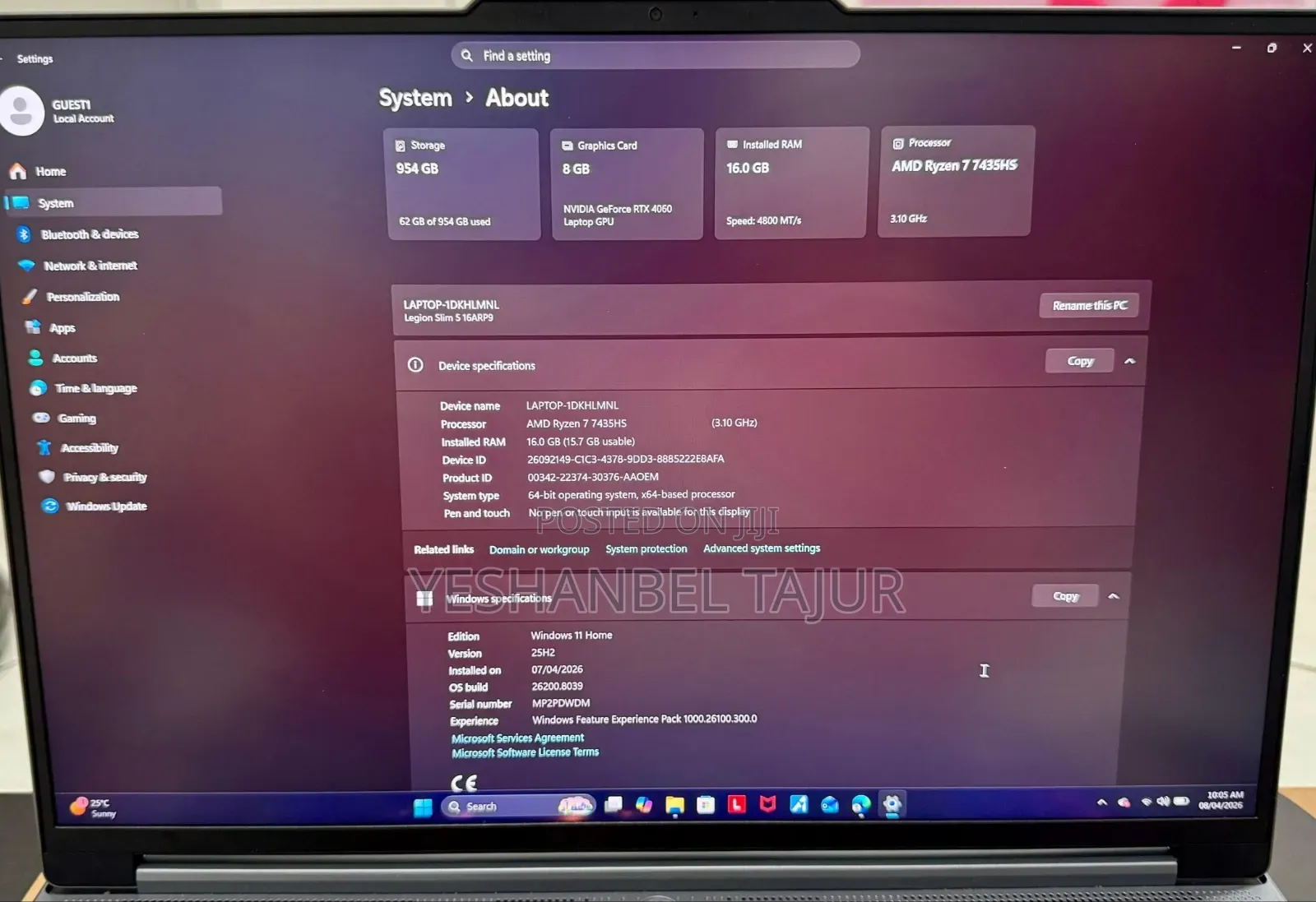 New Laptop Lenovo Legion 5 16GB AMD Ryzen 7 SSD 1T