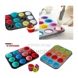12 Muffin Cup Cake Pan With 12 Silicone