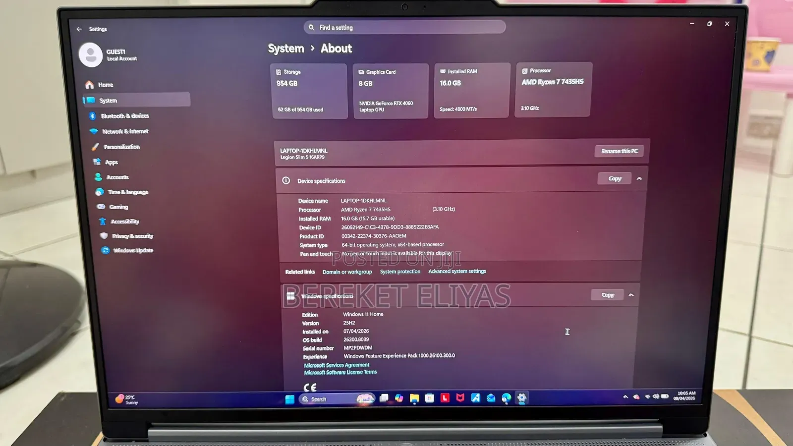 New Laptop Lenovo Legion Slim 5 16GB AMD Ryzen 7 SSD 1T