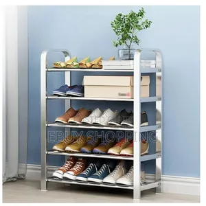 Modern 4-Tier Shoe Rack – Stainless Steel, Easy Assembly