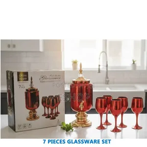 Honeyed Glass 7-Piece Drink Fountain Wine Glass Set