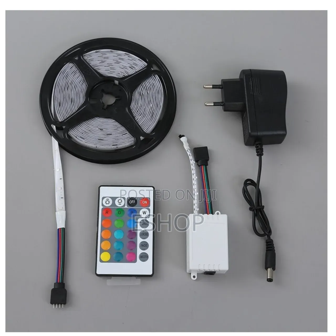 5m Led Strip Light Reel With 12v Adapter - Remote Control for Colors