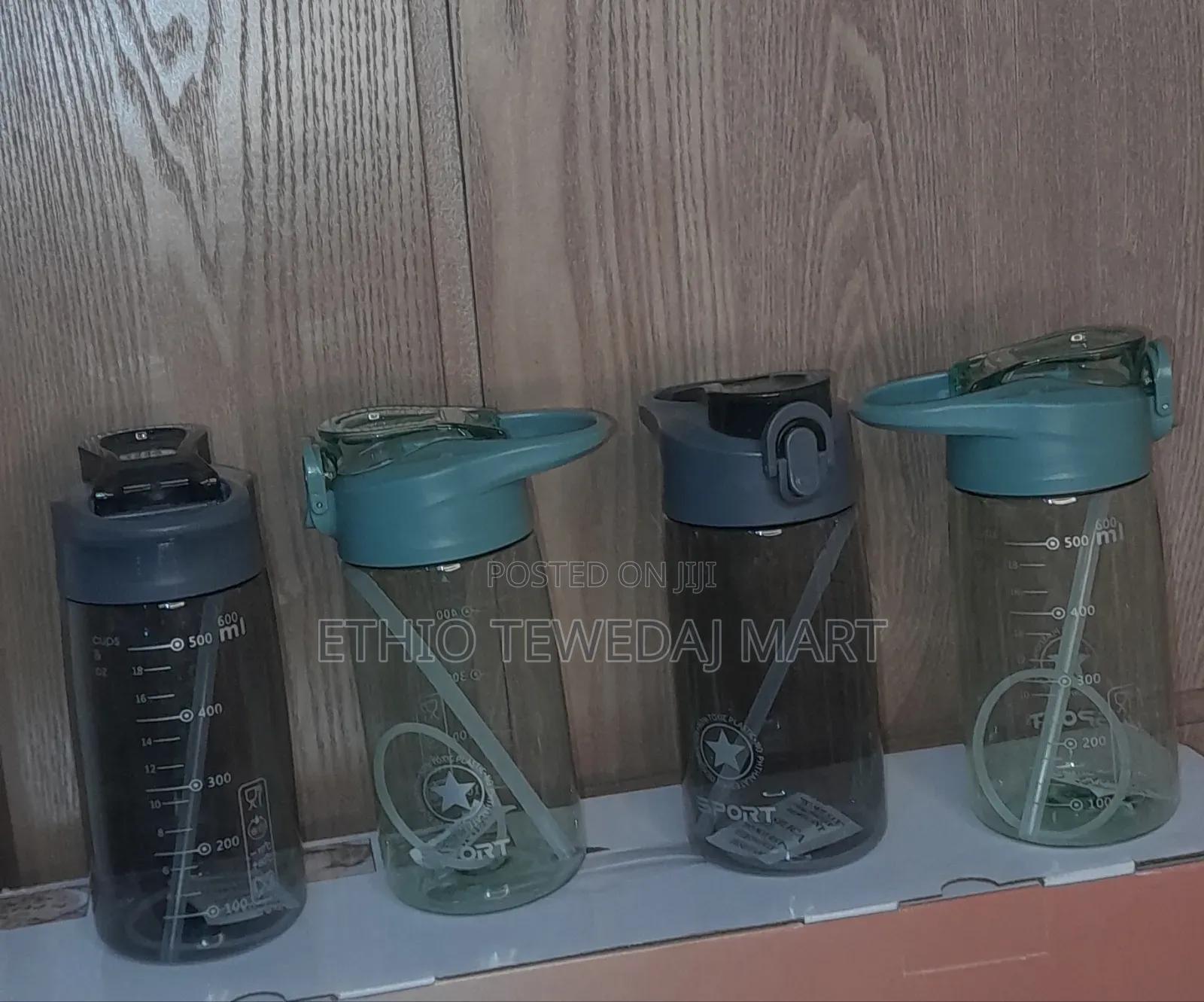 600ml Transparent Water Bottle With Straw የልጆች የውሃ ኮዳ
