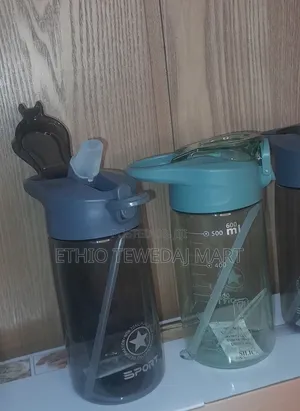 600ml Transparent Water Bottle With Straw የልጆች የውሃ ኮዳ
